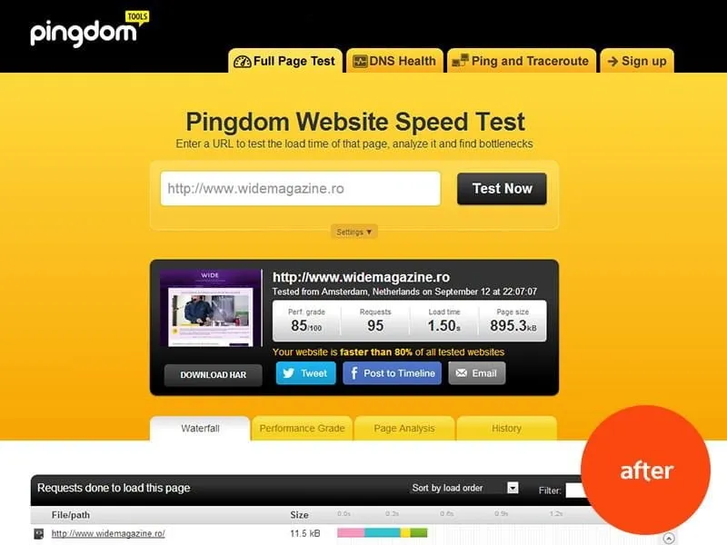 ping results after optimization