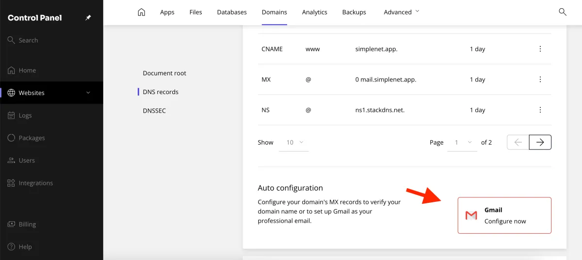 autoconfigure mx for Gmail