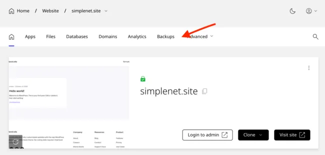 click on backups