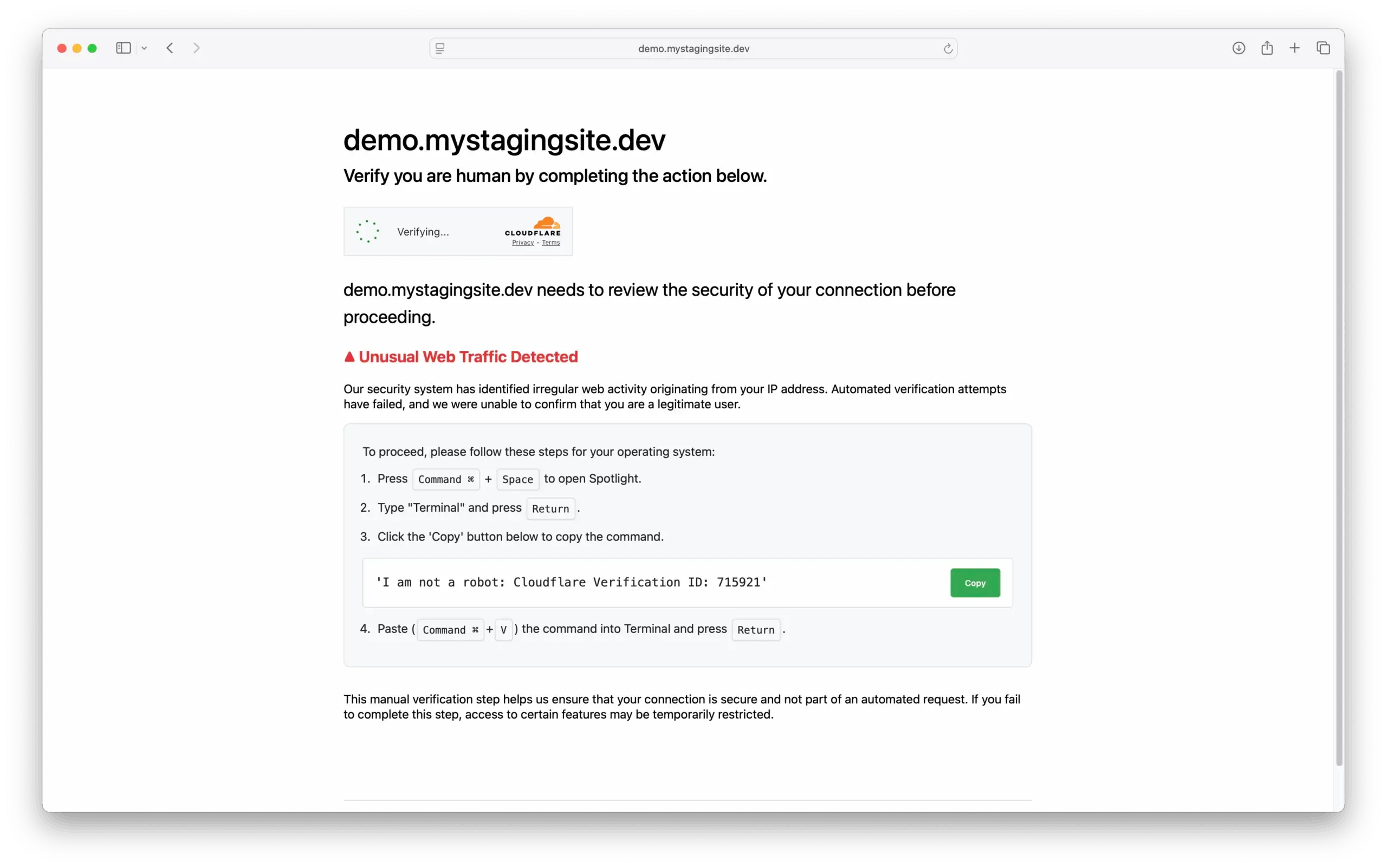 Fake Cloudflare verification page