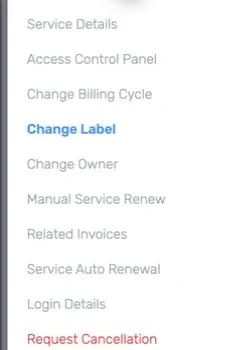 Change Label in the service menu