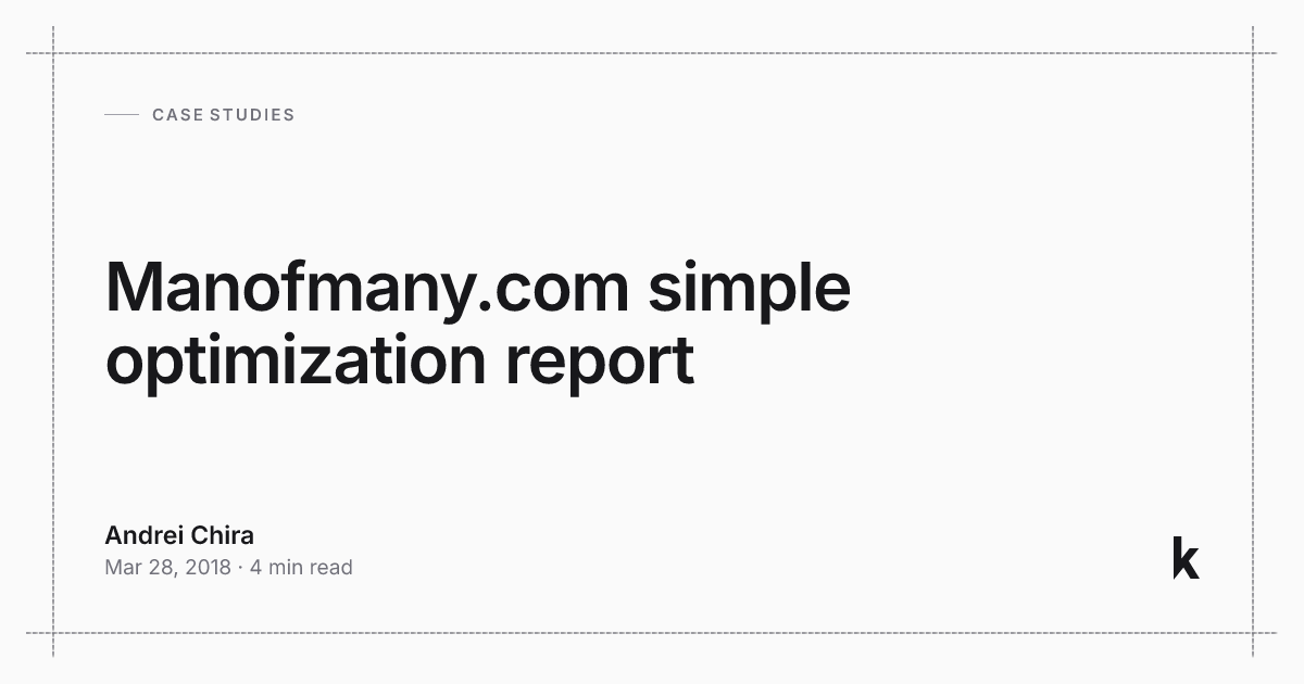 Manofmany.com simple optimization report - Kiravo