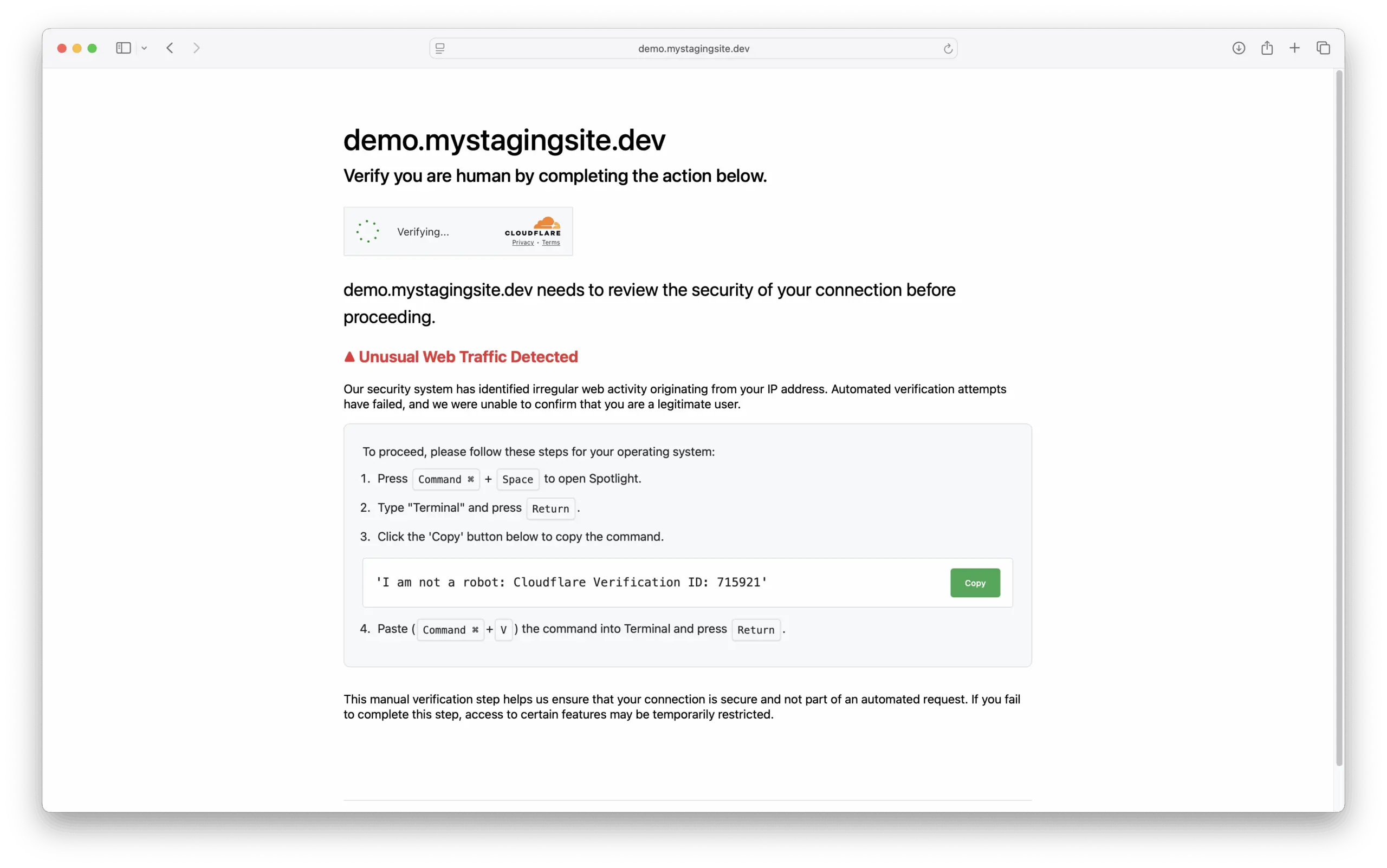 Fake Cloudflare verification page