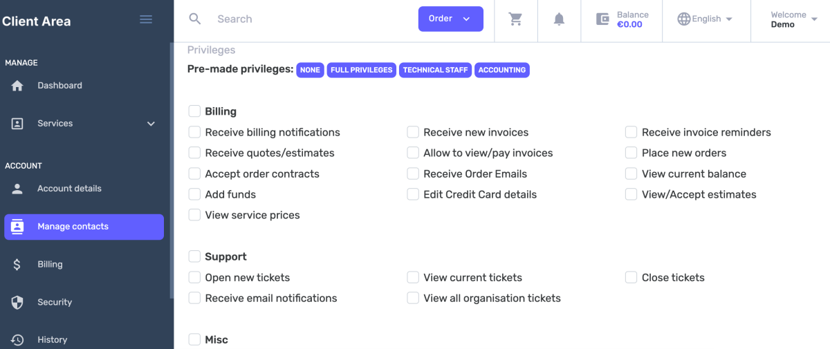 privileges for the collaborators