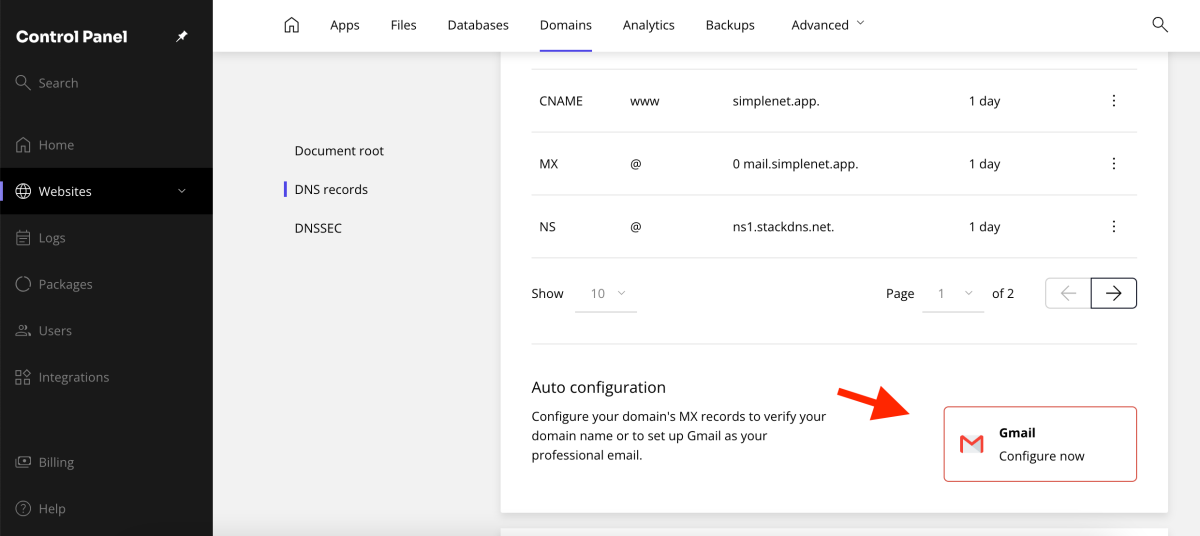 autoconfigure mx for Gmail