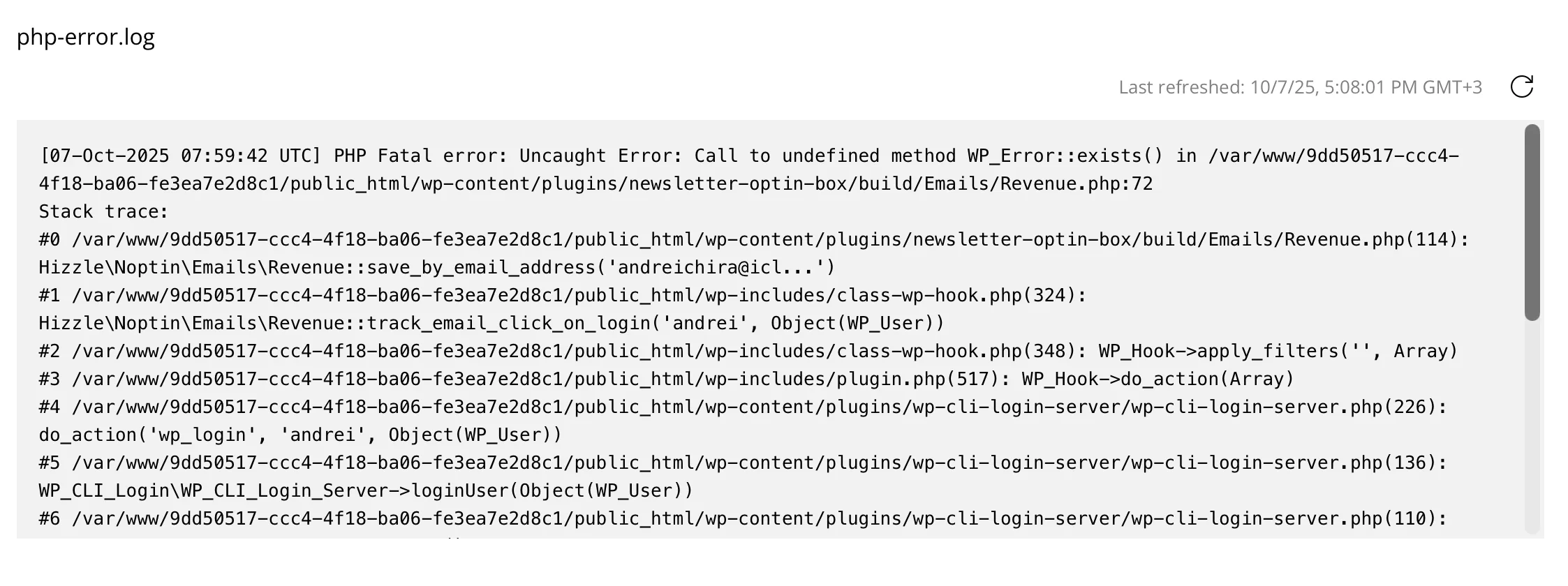 Error Log