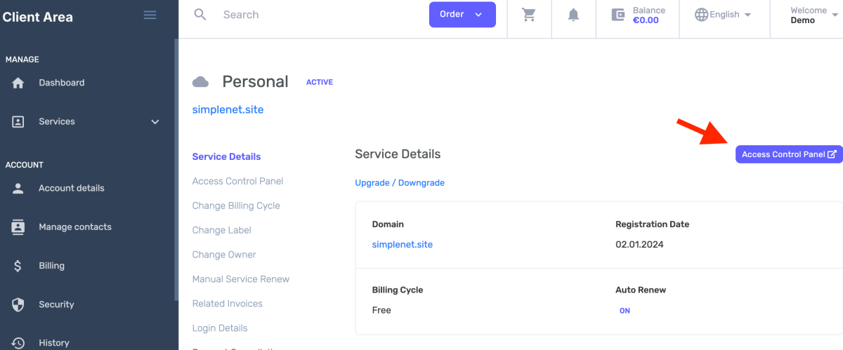 access control panel button