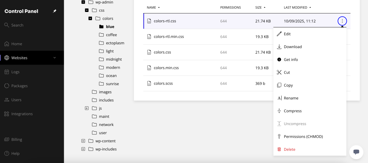 built in File Manager