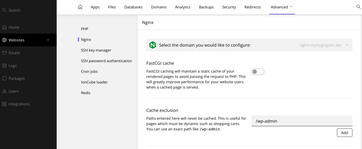 nginx cache exclusions